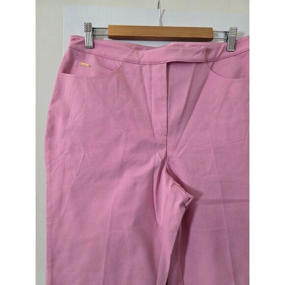St John Sport by Marie Gray Pink Straight Pant Gold Accents Hardware sz 12 NWOT - Picture 2 of 10